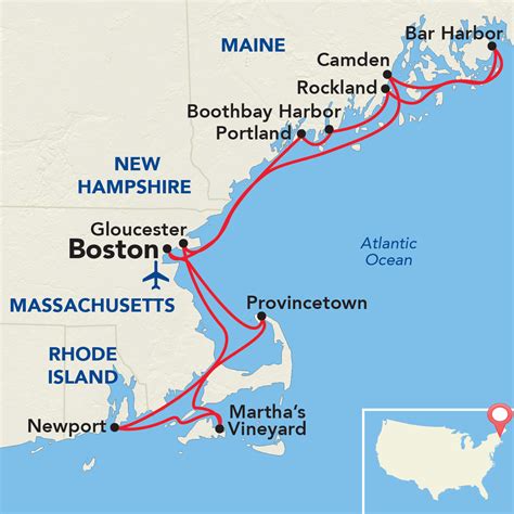 Acl East Coast Grand New England Itinerary Map Sunstone