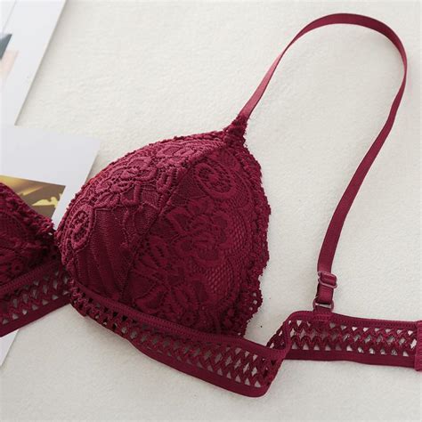 Buy French Style Bralette Seamless Deep V Lace Girl Bra Wireless Thin Sexy Lingerie Soft Bras At