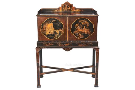 Fine Chinoiserie Decorated Fitted 8 Drawer Cabinet On Stand Antiques