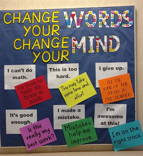 Change Your Words Change Your Mind Goodyear Counselor Bulletin Boards Counselor Office