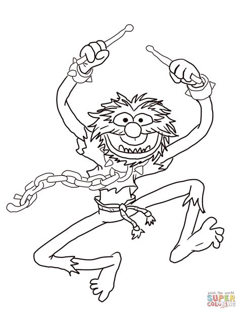 Muppets Animal With Drumsticks Coloring Page Free Printable Coloring