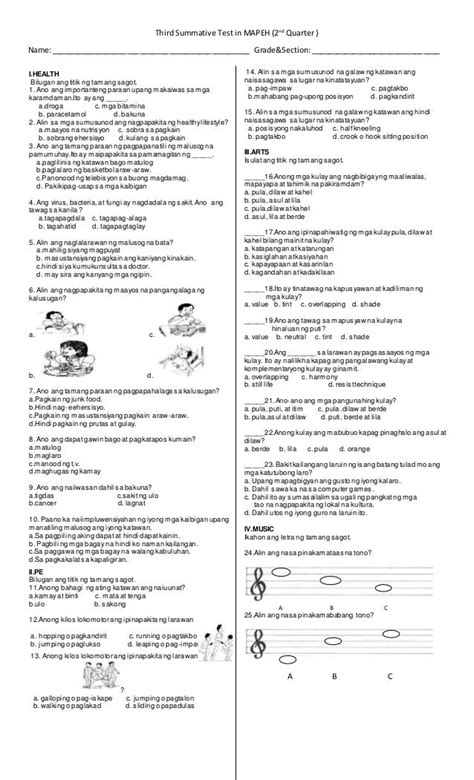 Third Summative Test 2nd Quarter