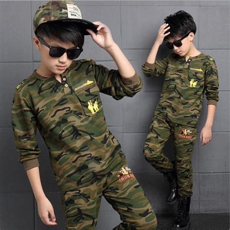 2016 Brand Boy Print Camouflage Clothes Set For Autumn Spring Kids Long