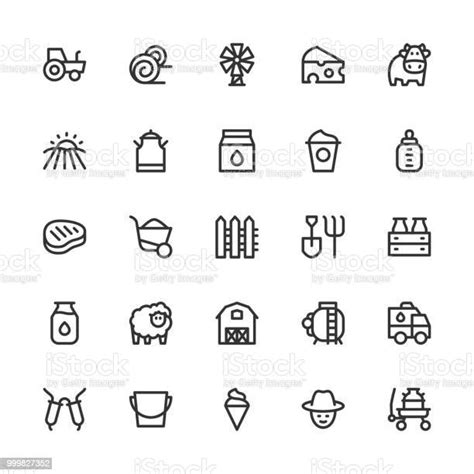 Dairy Farm Icons Line Series Stock Illustration Download Image Now