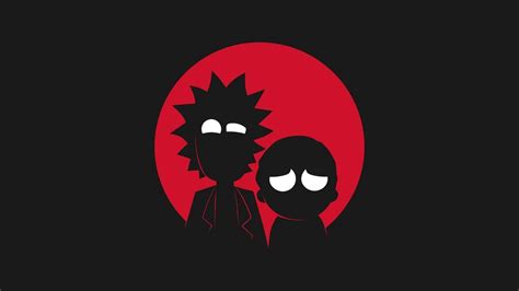 Download Rick And Morty Stoner Silhouette On Red Circle Wallpaper