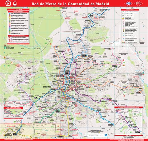 Large Detailed Metro Lines Map Of Madrid City Madrid City