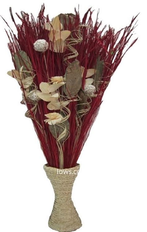 Dried Grass Arrangement With Vase Red
