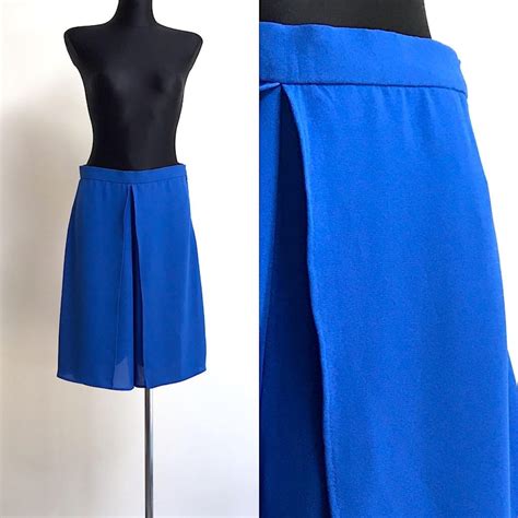 1990s Womens Vintage Blue Culottes Divided Skirt Loose Etsy
