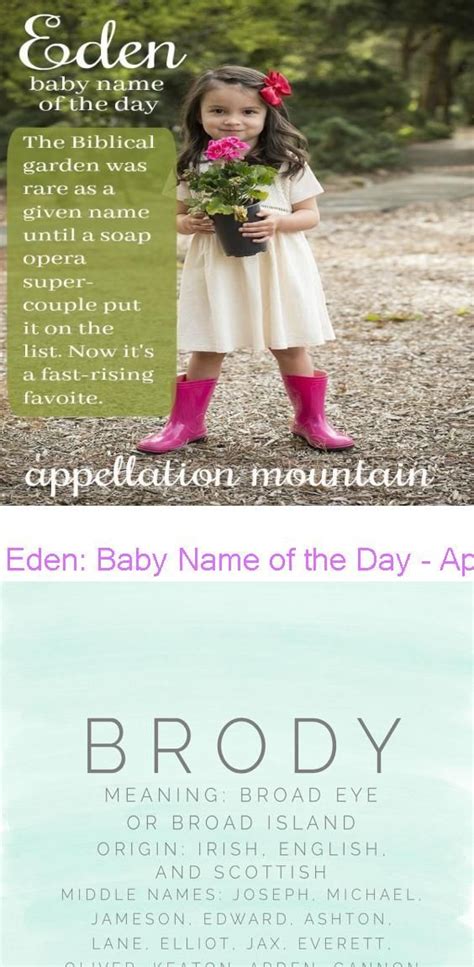 We understand that out of millions of names choosing one name for your little bundle of joy can be quite probably one of the most popular modern arabic men names is abdullah! Eden: Baby Name of the Day - Appellation Mountain The Top ...
