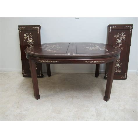 Vintage Rosewood Chinese Chippendale Mother Of Pearl Dining Room