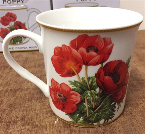 Red Poppy Flower Mug Bnib Fine China Red Poppy Mug
