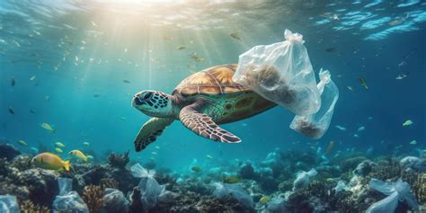 Sea Turtle Trapped In A Plastic Bag Stop Ocean Plastic Pollution