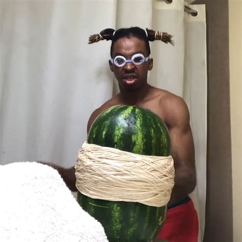 man makes a watermelon explode by using rubber bands