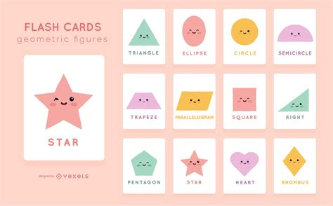 Cute Shape Flashcard Pack Vector Download