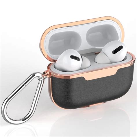 Airpods pro case wireless charging case wired charging case earhooks secure fit wrist fit keyring strap. PU Leather Black Impact AirPods Pro Case (Keychain ...