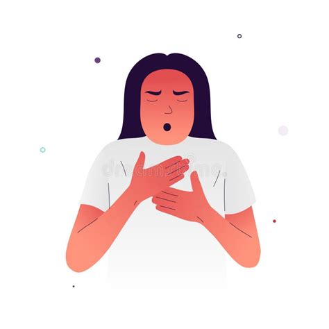 Vector Illustration Of A Girl With Difficulty Breathing A Person Has