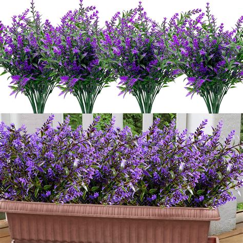 gbd 20 bundles lavender artificial flowers outdoor uv resistant flowers plastic fake flowers