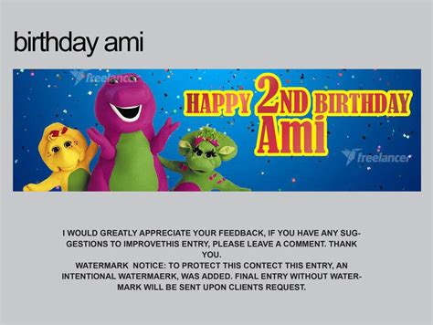 Design A Barney Themed Birthday Banner Freelancer