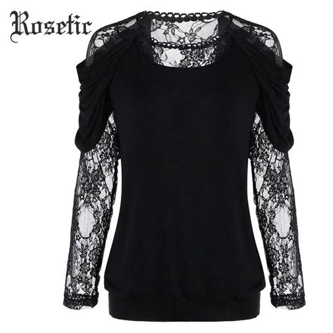 Rosetic Gothic T Shirt Black Lace Mesh See Through Tees Tops Retro