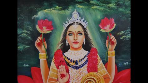 Goddess Shri Lakshmi Lifesize Oil Painting Youtube