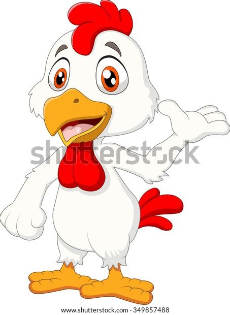 Cute Rooster Cartoon Presenting Stock Illustration 349857488