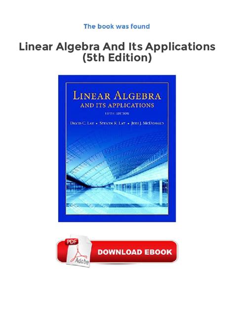 Linear Algebra And Its Applications 5th Edition Pdf Solution