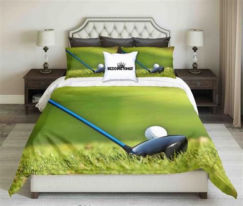 Golf Tools On Grass Background Design Bedding Set Duvet Covers Twin