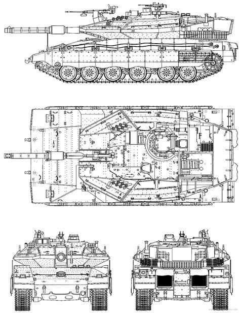 tank idf merkava mk iv drawings dimensions figures download drawings blueprints autocad