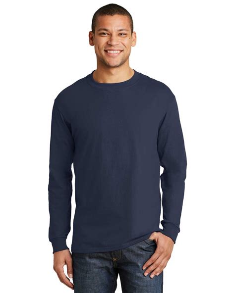 Hanes 5186 Beefy T 100 Cotton Long Sleeve T Shirt On Discount