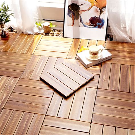 3030cm Wood Interlocking Flooring Deck Tiles Indoor Outdoor Bathroom