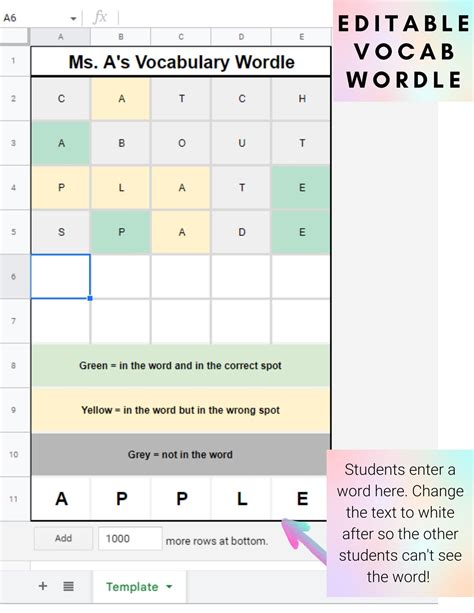 Editable Wordle Template Editable Wordle Vocab For Students Etsy