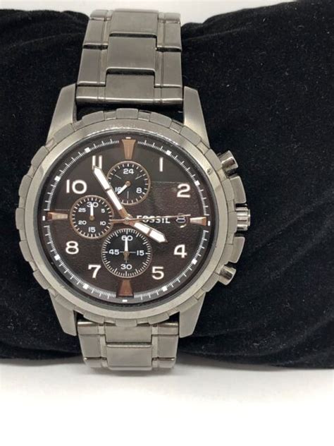 Fossil Fs4721 Dean Chronograph Black Dial Smoke Grey Ion Plated Mens