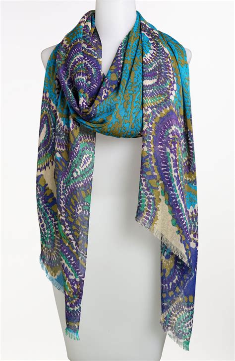 Collection Xiix Tribal Paisley Scarf In Blue Brilliant Blue Lyst