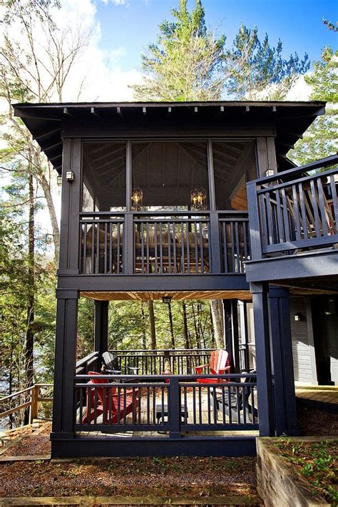 Motel consists of six small cabins. Red Stone Lake House by Collage Designs | HomeAdore | Lake ...
