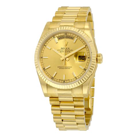 Rolex Day Date Champagne Dial 18k Yellow Gold President Automatic Mens
