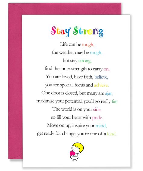 Stay Strong Get Well Soon Thinking Of You Encouragement Poem Verse