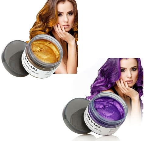 Mofajang Hair Wax 2 Colors Kit Temporary Hair Coloring Styling Cream Mud Dye Gold Purple