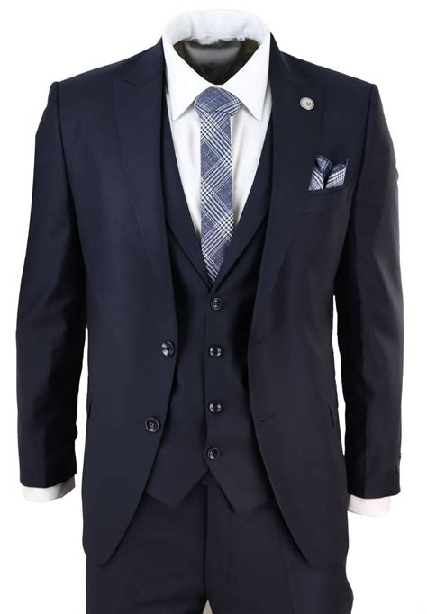 mens classic navy blue 3 piece suit buy online happy gentleman