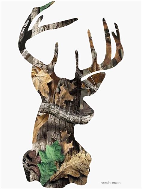 Camo Deer Head Sticker By Newhuman Redbubble