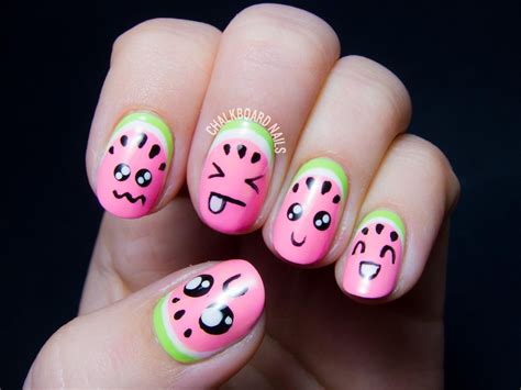 Kawaii Watermelons Or How To Make Your Fruit Cute Fruit Nail Art
