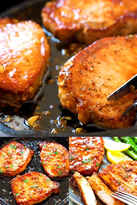 Combine brown sugar, garlic, rice vinegar, and fish sauce in a bowl for the marinade. Honey Garlic Pork Chops cooked in a skillet, with sticky ...