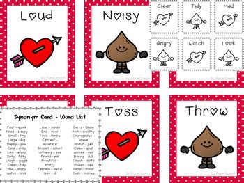 Valentine's Day Synonym Activities - Printable Cards ... In addition to synonyms, major antonyms for valentine are also listed.