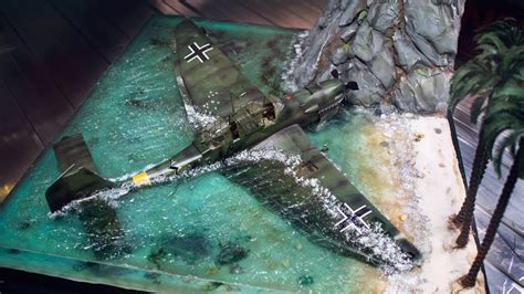 Airplane Water Crash Diorama Model