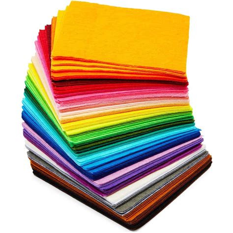 Felt Fabric Sheets for Art and DIY Crafts Supplies, 50 Colors (4 x 4 in, 1 mm, 100 Pieces ...