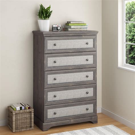 Ameriwood Home Stone River 5 Drawer Dresser With Fabric Panels