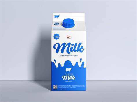 Free Milk Carton Packaging Mockup Psd