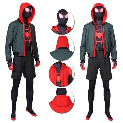 Into The Spider Verse Miles Morales Suit Cosplay Costume Deluxe Edition