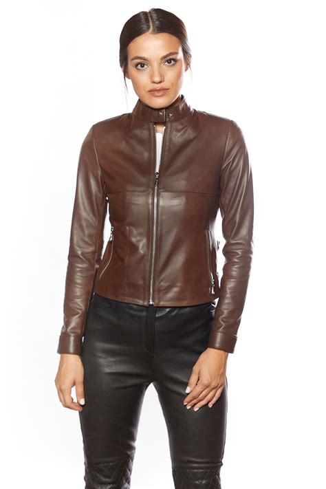 Genuine Leather Jacket Brown Womens Fashion Jacket Online