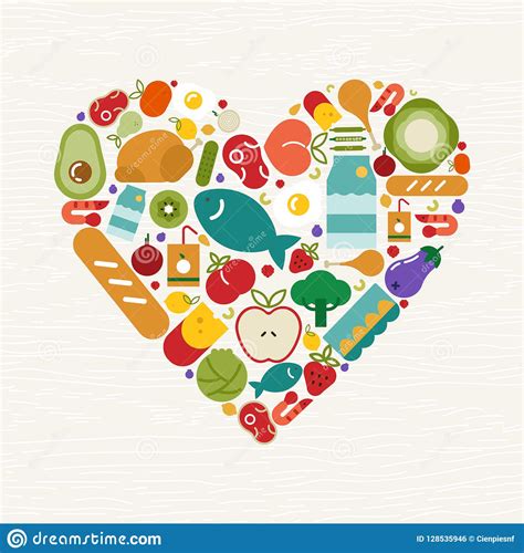 Food Icon Heart Shape For Health Concept Stock Vector Illustration Of