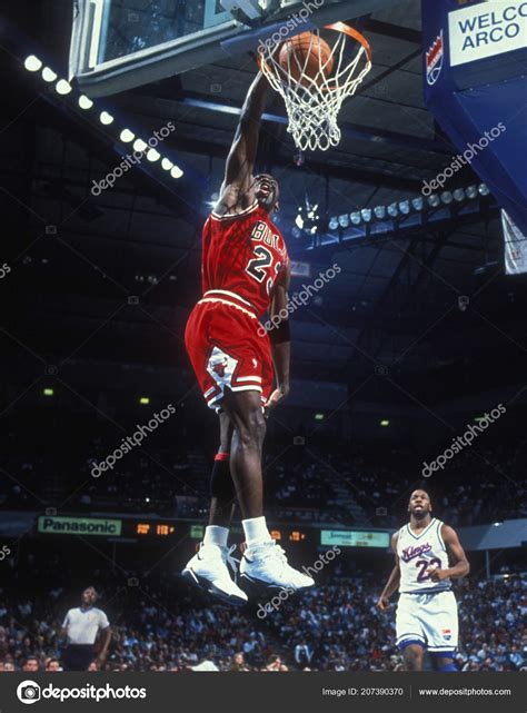 Michael Jordan Hall Fame Player Chicago Bulls Game Action Regular